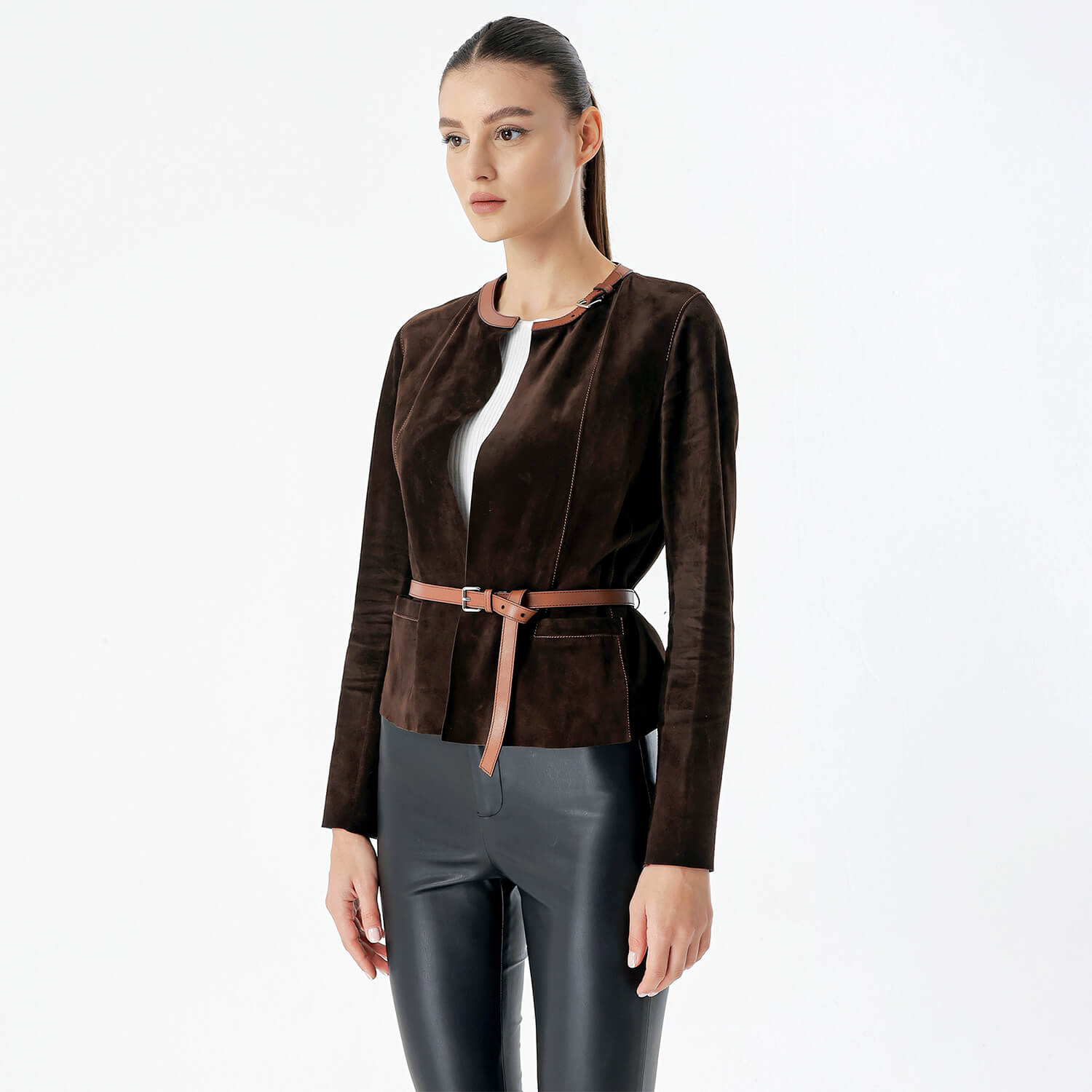 Prada - Brown Velvet Belted Jacket